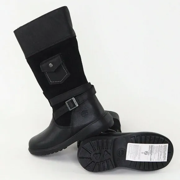 Timberland Dervish Charles Street Toddler Boots Leather Black Winter Sz 4C