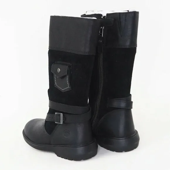 Timberland Dervish Charles Street Toddler Boots Leather Black Winter Sz 4C