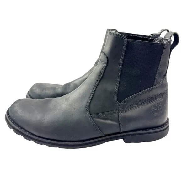 Timberland Men's Barenstenburg Black Leather Slip On Ankle Chelsea Boots Size 12