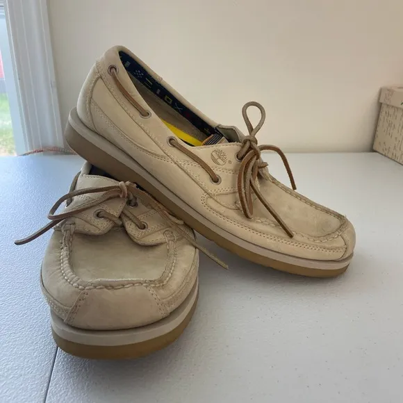 Timberland men’s echo bay beige boat shoe loafers summer casual genuine leather