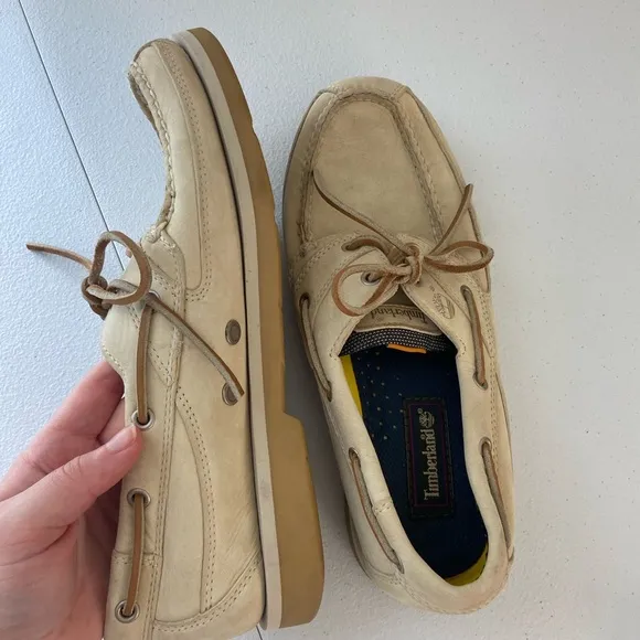 Timberland men’s echo bay beige boat shoe loafers summer casual genuine leather