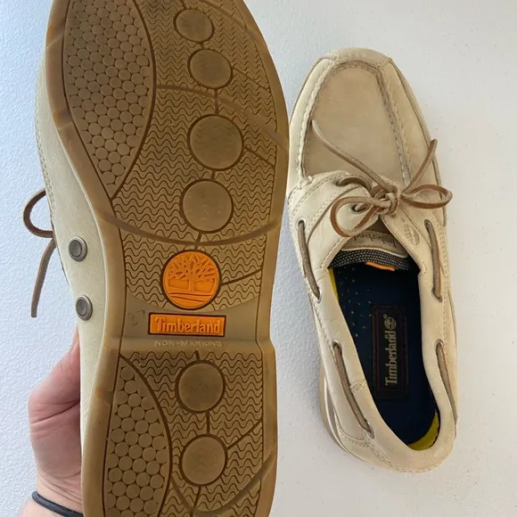 Timberland men’s echo bay beige boat shoe loafers summer casual genuine leather