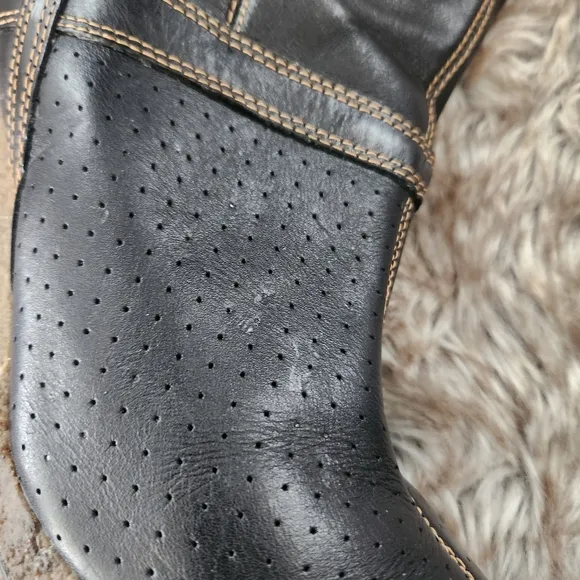 Timberland Monogram Tall Classic Black Leather Boots 86324 Women's Size 8