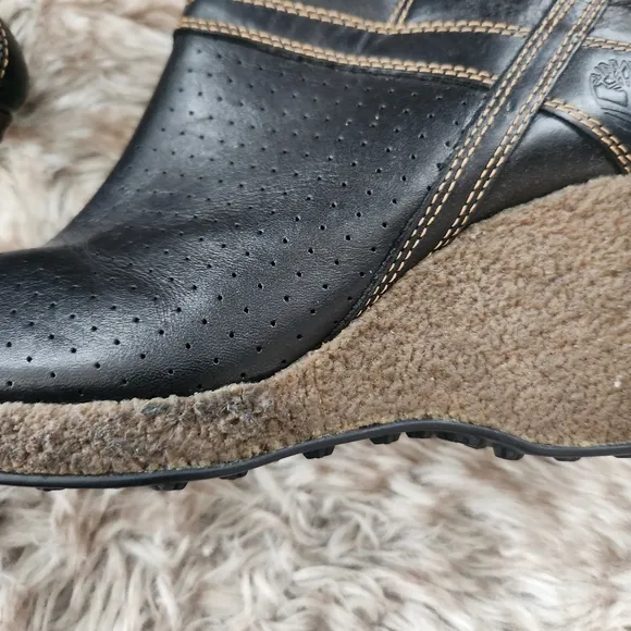 Timberland Monogram Tall Classic Black Leather Boots 86324 Women's Size 8