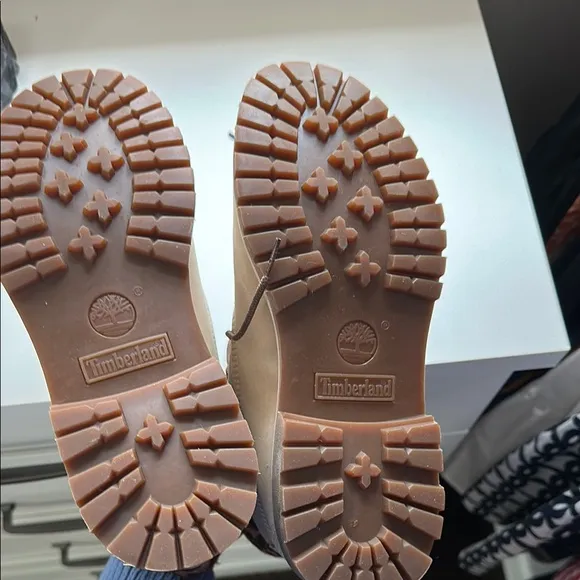 Timberland Tan and Brown Combat Boots with Unique Design
