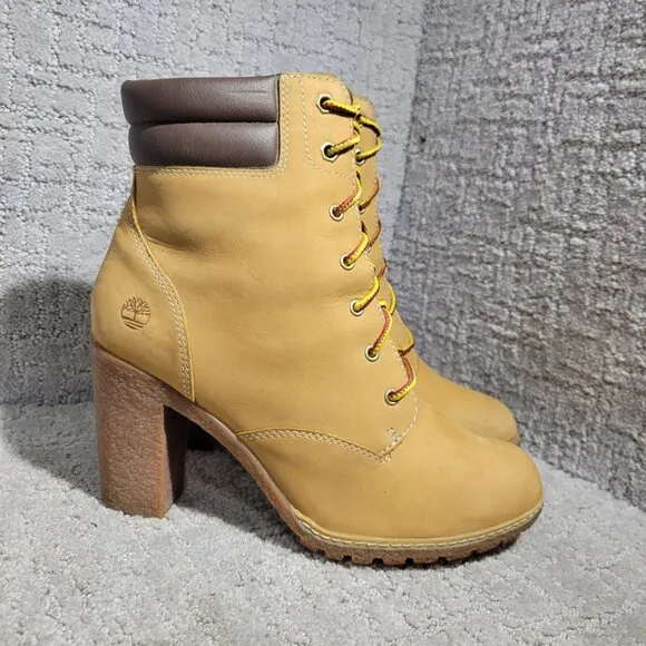 Timberland Tillston 6&quot; Women's Size 9 US Wheat Nubuck Leather Pumps Boots A1KJH