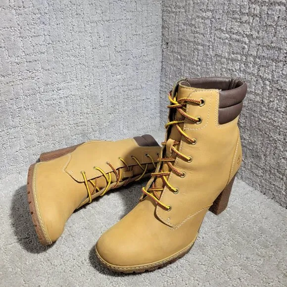 Timberland Tillston 6&quot; Women's Size 9 US Wheat Nubuck Leather Pumps Boots A1KJH