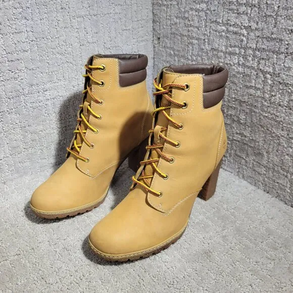 Timberland Tillston 6&quot; Women's Size 9 US Wheat Nubuck Leather Pumps Boots A1KJH