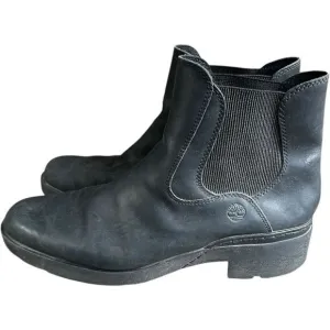 Timberland Graceyn Chelsea Black Leather Boots Women Size 10 Classic Staple