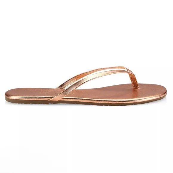 TKEES Rose Gold Thong Flip Flop Flat Anthropologie Sandals Metallic Beach Pearl