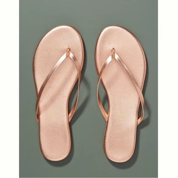 TKEES Rose Gold Thong Flip Flop Flat Anthropologie Sandals Metallic Beach Pearl