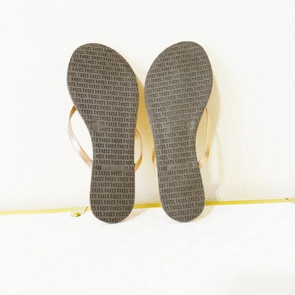 TKEES Rose Gold Thong Flip Flop Flat Anthropologie Sandals Metallic Beach Pearl