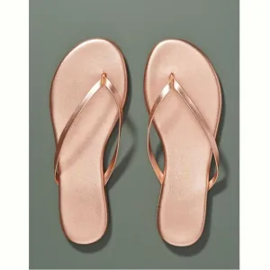 TKEES Rose Gold Thong Flip Flop Flat Anthropologie Sandals Metallic Beach Pearl
