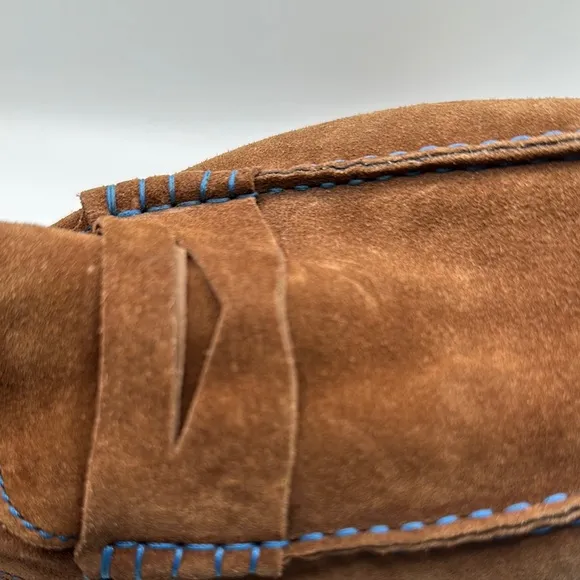 To Boot New York Sz 10 Brown Suede Blue Stitch Slip-On Loafers Moccasin Style