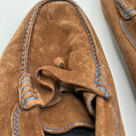 To Boot New York Sz 10 Brown Suede Blue Stitch Slip-On Loafers Moccasin Style