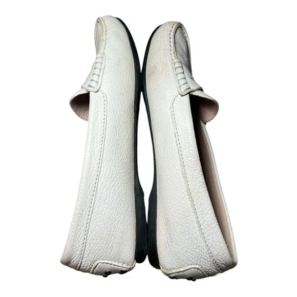 Tod's Big Girl Penny Loafer Moccasin Cream Off White Slip On Leather 35.5