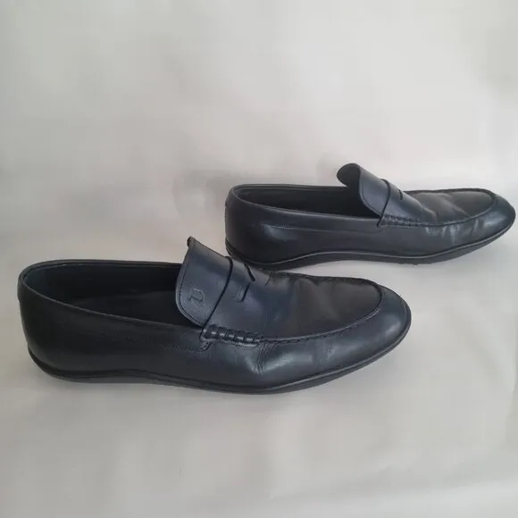 TOD'S Black Leather Penny Loafers Men’s Size US 13 Made in Italy