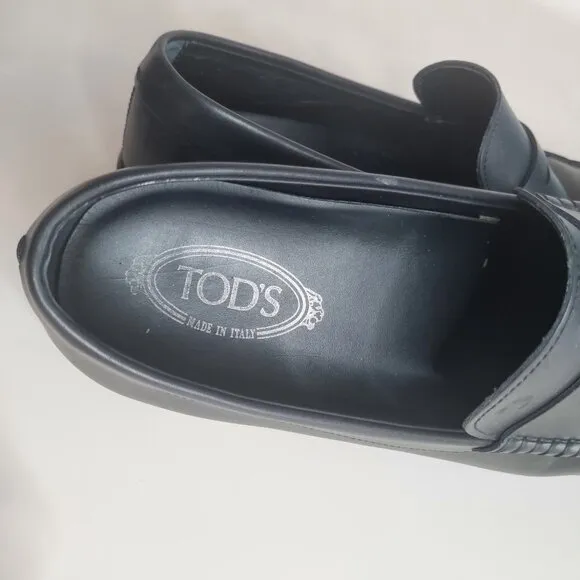 TOD'S Black Leather Penny Loafers Men’s Size US 13 Made in Italy