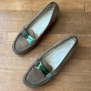 Tod's hand-stitch suede slip-on contrast trim driving loafer moccasin flats