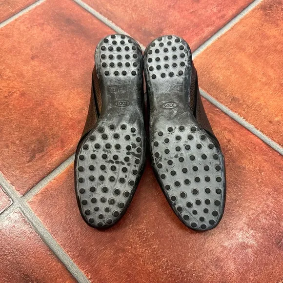 Tods Leather Imaginative Zipper Loafers Size 7.5