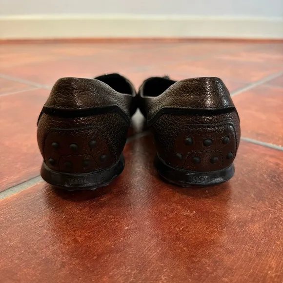 Tods Leather Imaginative Zipper Loafers Size 7.5