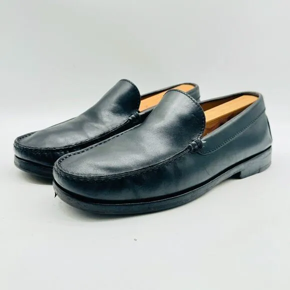 Tods Loafers Mens 8 Black Leather Shoes Slip On Casual Dress Luxury Italian