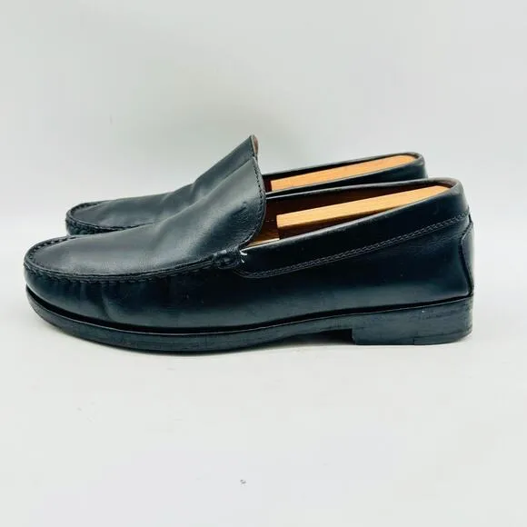 Tods Loafers Mens 8 Black Leather Shoes Slip On Casual Dress Luxury Italian