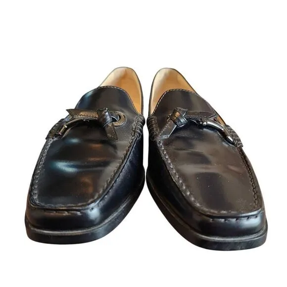 Tods Loafers Shoes Leather Womens 8 Flats Driving Made in Italy Careerwear Black