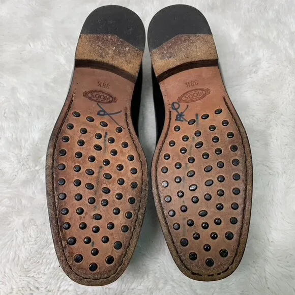 Tod's Men's Black Leather Loafers Size 38 1/2