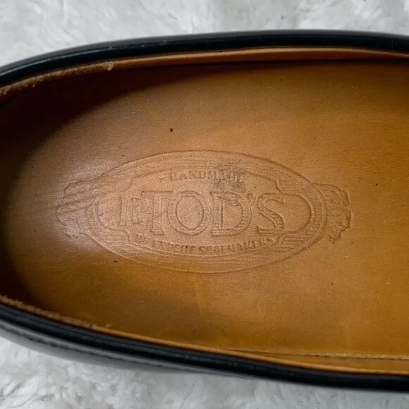 Tod's Men's Black Leather Loafers Size 38 1/2