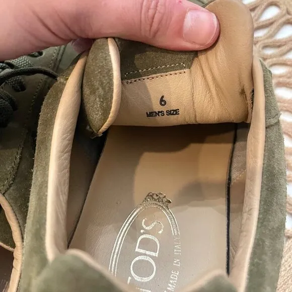Tod's Tabs Sneakers in Suede Olive Green Men's Size 6