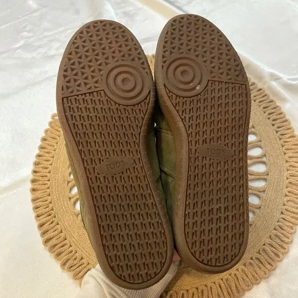 Tod's Tabs Sneakers in Suede Olive Green Men's Size 6
