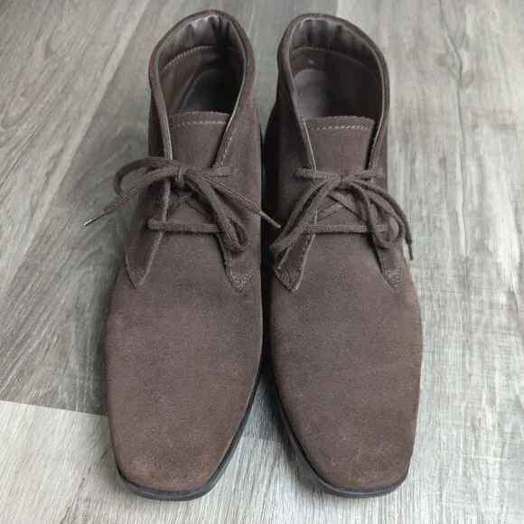 Tod's Brown Suede leather lace up chukka ankle boots booties womens 37.5 EU 7.5
