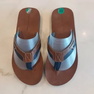 Tommy Hilfiger Drake-T Men's Flip Flops Flat Sandals Cognac Faux Leather Sz 12‎