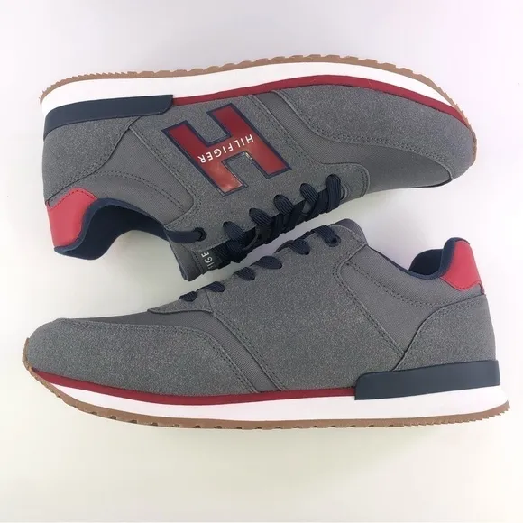 TOMMY Hilfiger Mens Gray Mainer Lace Up Retro Jogger Sneakers  NIB