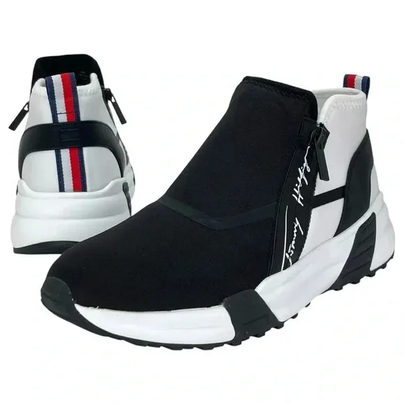 Tommy Hilfiger Morney Black Stretch Womens Fashion Sneakers Size 9M