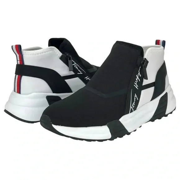 Tommy Hilfiger Morney Black Stretch Womens Fashion Sneakers Size 9M