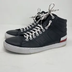 TOMMY HILFIGER Sneakers Mens 9 Navy Blue Leather High Top Lace Up Logo Fashion