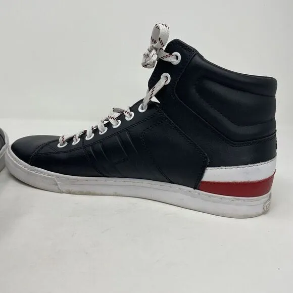 TOMMY HILFIGER Sneakers Mens 9 Navy Blue Leather High Top Lace Up Logo Fashion