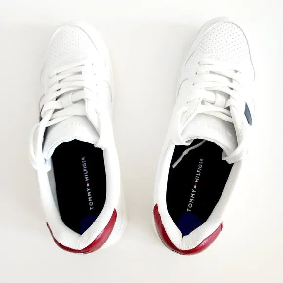 Tommy Hilfiger Veniz Oxford Sneakers White Blue Red w Logo Woman's Size 8.5