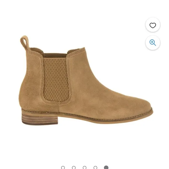 TOMS Ella Suede Brown Ankle Boots Chelsea Classic Casual Tan Camel Brown 7.5