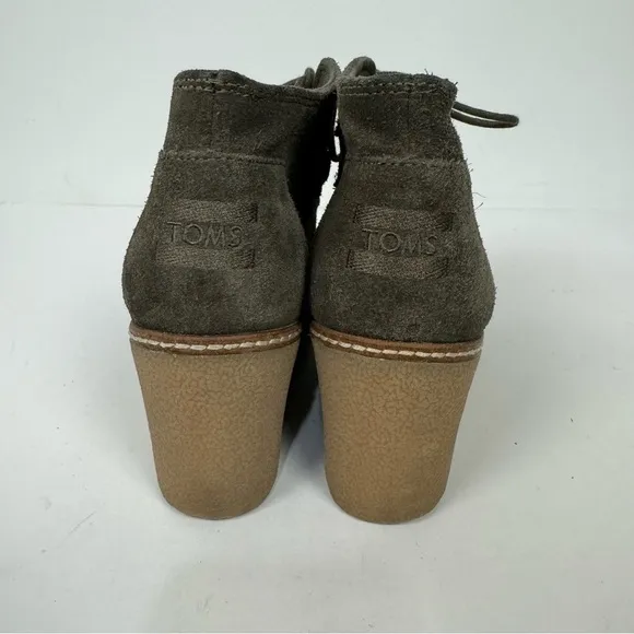 Toms olive green suede wedge ankle boots