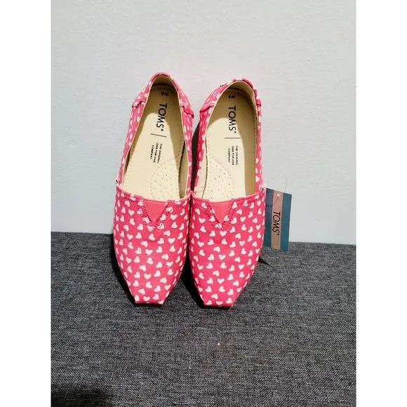 TOMS  Wmm belmont raspberry hearts Women's Casual Flat Slip On Size 6