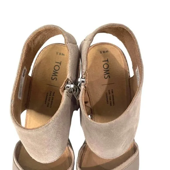 Toms Majorca Cutout suede ankle Sandals Sz 8.5 neutral