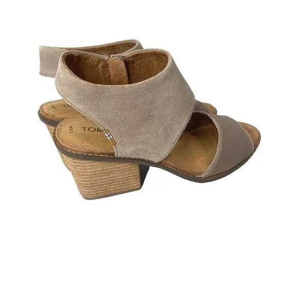 Toms Majorca Cutout suede ankle Sandals Sz 8.5 neutral