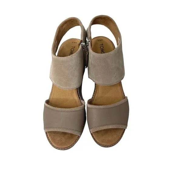 Toms Majorca Cutout suede ankle Sandals Sz 8.5 neutral