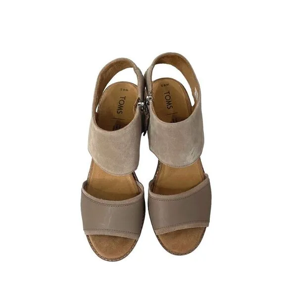 Toms Majorca Cutout suede ankle Sandals Sz 8.5 neutral