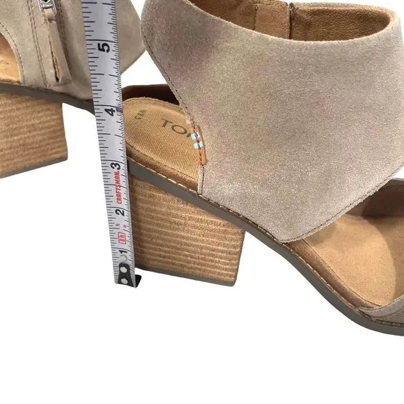 Toms Majorca Cutout suede ankle Sandals Sz 8.5 neutral