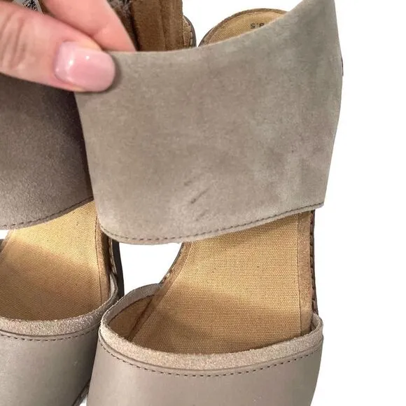 Toms Majorca Cutout suede ankle Sandals Sz 8.5 neutral