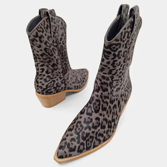 TONI Leopard print hair western cowboy boots  Size 9